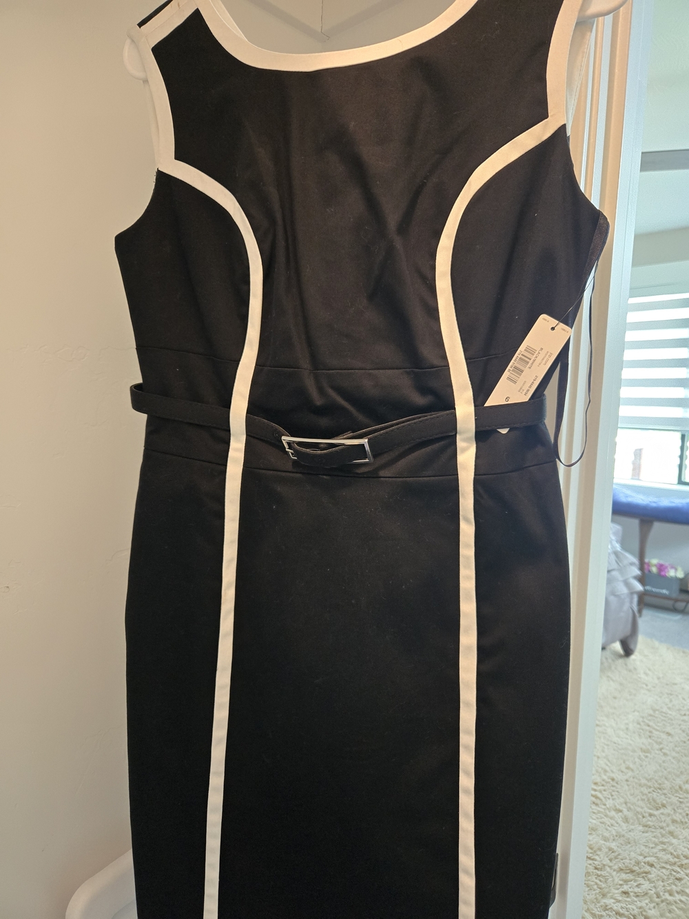 Worthington Black Midi Sheath Dress with White Trim